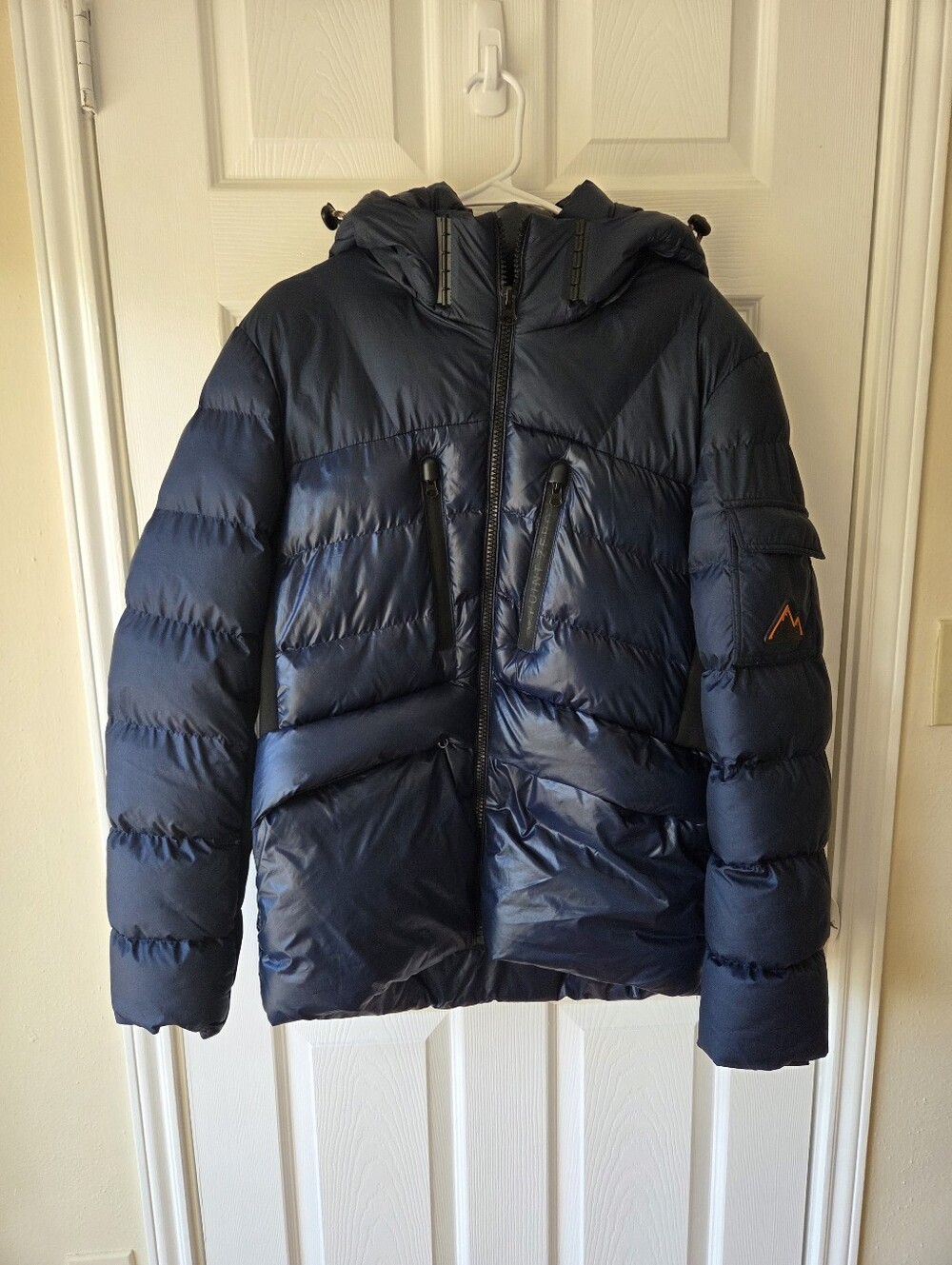 Point Zero Heavy Duty Puffer Coat Men's S Navy Black Pockets Weather Protection